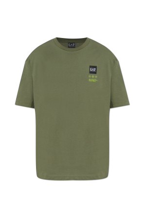 Tシャツ・カットソー EMPORIO ARMANI Olive green poplin shirt (3D1C7F1K2RZ 05C1) Emporio Armani logo-print T-shirt | Green | FARFETCH JO